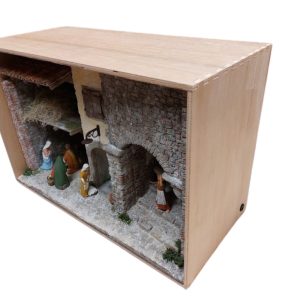 Presepe stile popolare in cassetta di legno