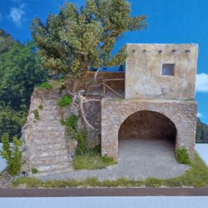 Presepe stile orientale con casetta e ulivo